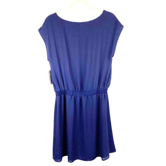 Threads 4 Thought Navy Blue Womens L Classic Preppy Cinched Waist  Lined Dress - Picture 2 of 13